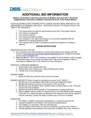 California State Contractor Bid Form