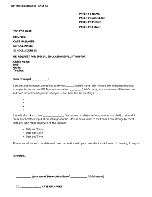 IEP Meeting Request Form