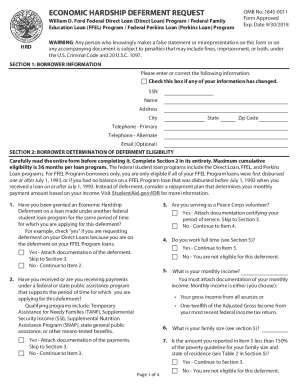 Economic Hardship Deferment Request