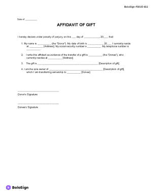 Affidavit of Gift