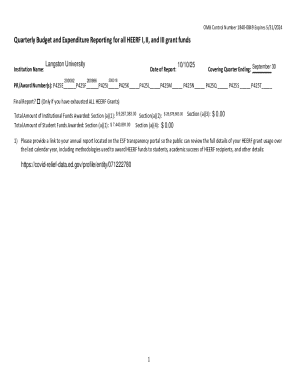 Quarterly Budget and Expenditure Reporting for HEERF Grants