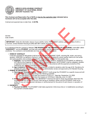 Arroyo Vista Housing Contract