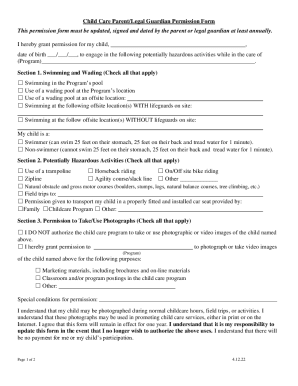 Child Care Permission Form