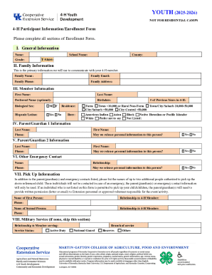 4-H Youth Enrollment Form
