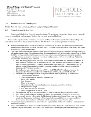 Youth Programs Medical Policy and Consent Form