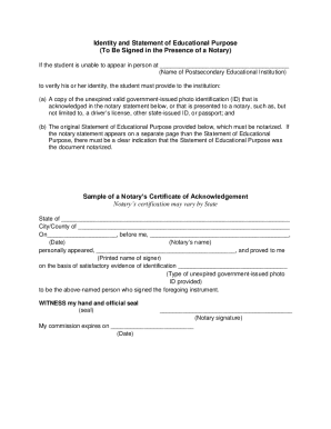 Identity and Statement of Educational Purpose