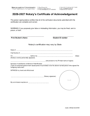 Notary’s Certificate of Acknowledgement