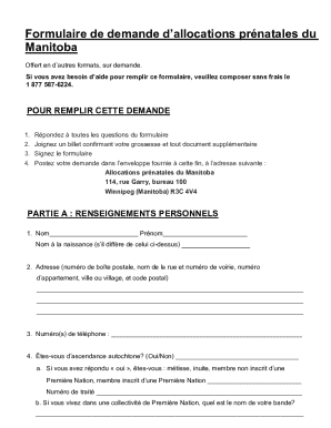 Manitoba Prenatal Benefits Application Form