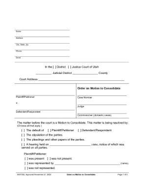 Utah Order on Motion to Consolidate