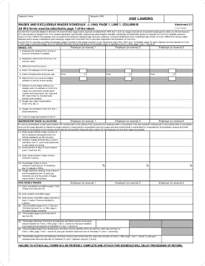 Michigan L-1040 Wages and Excludible Wages Schedule