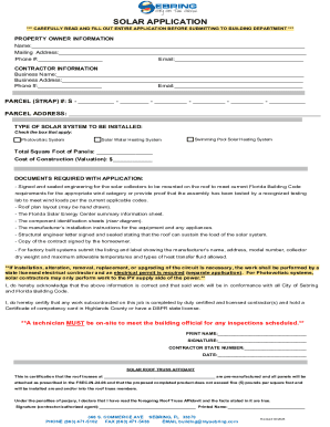 Florida Solar System Installation Application
