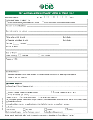 Standby Letter of Credit Application