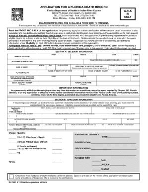 Florida Death Record Application
