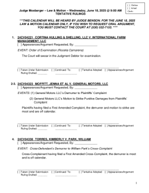 California Court Tentative Rulings