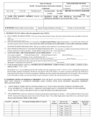 Colorado Personal Property Declaration Form