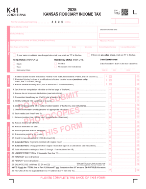 Kansas Fiduciary Income Tax Form K-41