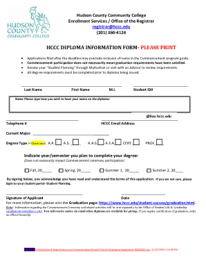 Hudson County Community College Diploma Information Form