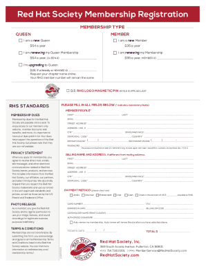 Red Hat Society Membership Registration Form