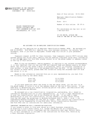 IRS Form SS-4 Notice