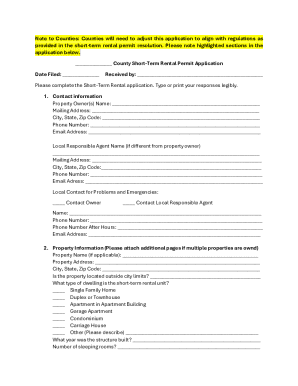 County Short-Term Rental Permit Application