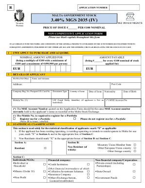 Malta Government Stock Application Form