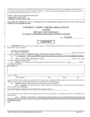 Colorado Contract to Buy and Sell Real Estate (Land)