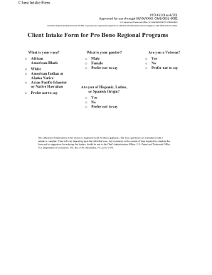 Client Intake Form for Pro Bono Programs
