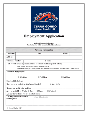 Employment Application for School District