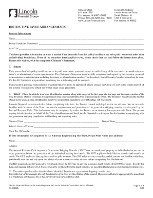 Distinctive Payee Arrangements Form