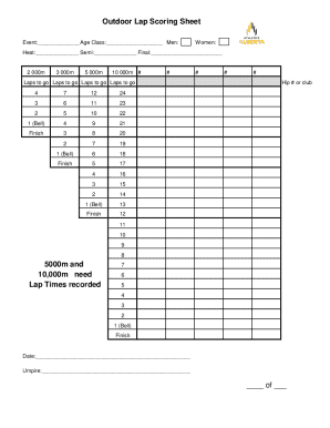 Outdoor Lap Scoring Sheet