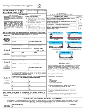 University of Connecticut License Plate Application