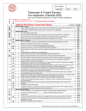 Passenger Freight Elevator Pre-Inspection Checklist 2025