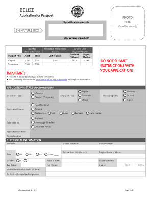 Belize Passport Application Form
