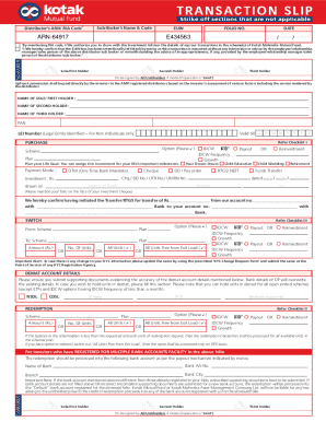 Kotak Mutual Fund Transaction Form