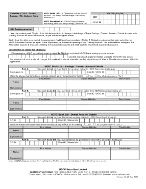 HDFC Bank and Demat Account Linkage Form