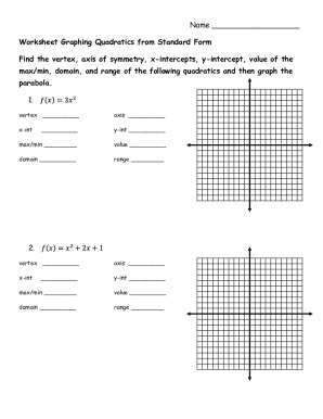 Graphing Quadratics Worksheet