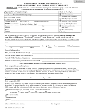 Alabama Child Abuse Neglect Central Registry Clearance