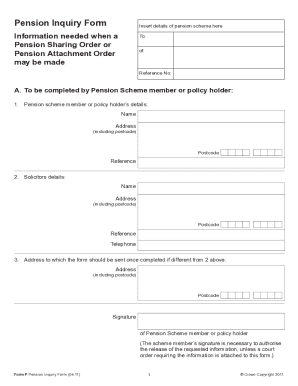 Pension Inquiry Form