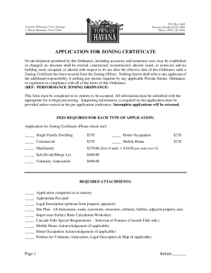 Application for Zoning Certificate