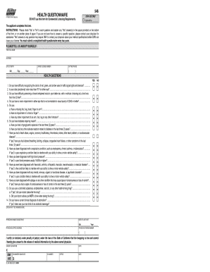 California DMV Health Questionnaire