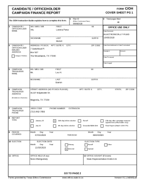 Texas Campaign Finance Report Form C/OH