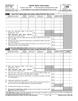 Schedule D Form 1040 Capital Gains and Losses