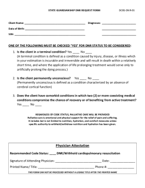 State Guardianship DNR Request Form