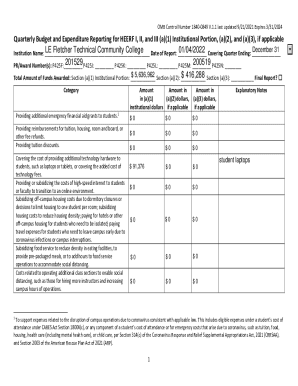 Quarterly Budget and Expenditure Reporting for HEERF