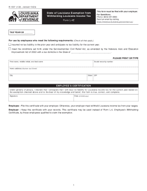 Louisiana Income Tax Exemption Form