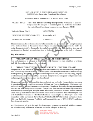 Texas Immuno-Oncology Biorepository Consent Form