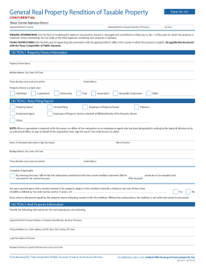 Texas General Real Property Rendition Form 50-141
