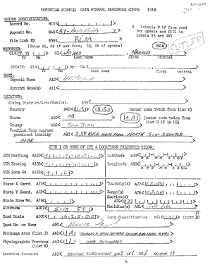 Mineral Deposit Record Form