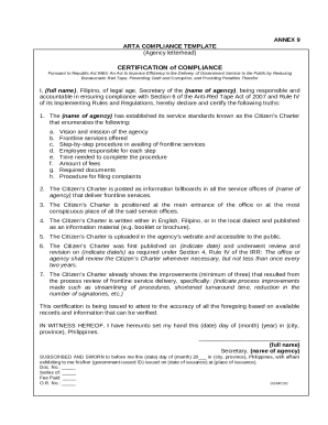 Philippines Anti-Red Tape Act Compliance Certification