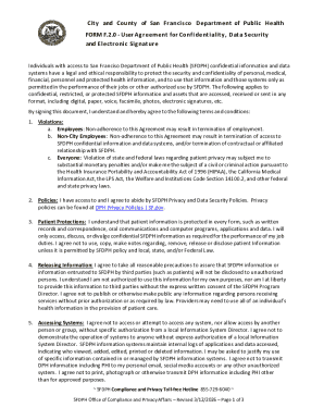 SFDPH User Agreement for Confidentiality, Data Security and Electronic Signature